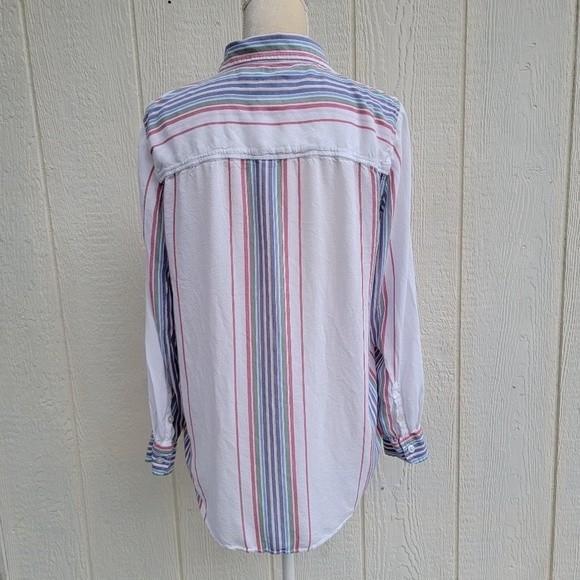 American Eagle striped oversized fit button front shirt womens size medium - Picture 3 of 5
